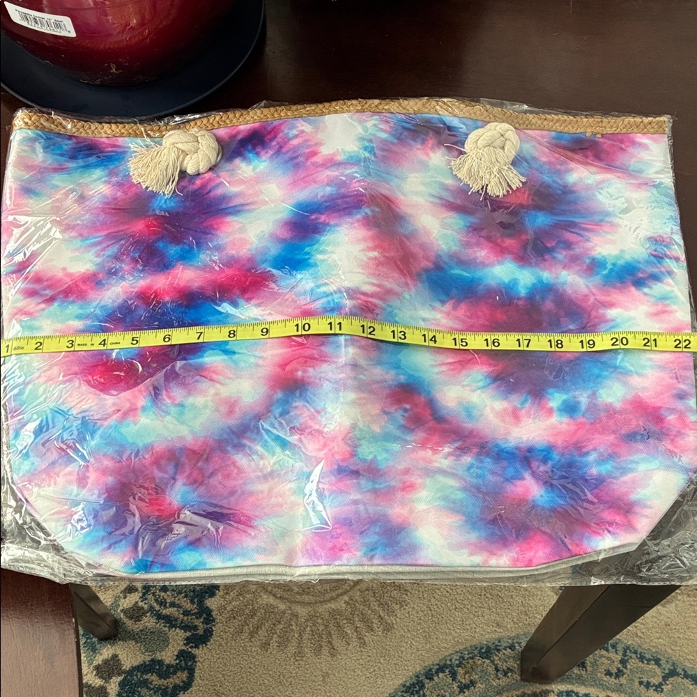 Colorful Tie-Dye Tote Bag with Rope Handles - Picture 3 of 5